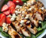 Strawberry Spinach Grilled Chicken Salad with Balsamic Glaze
