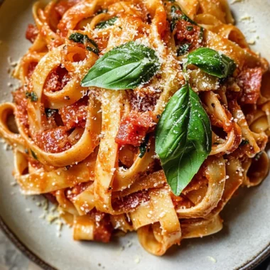 Tagliatelle with Pancetta, Basil and Mozzarella