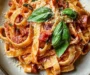 Tagliatelle with Pancetta, Basil and Mozzarella
