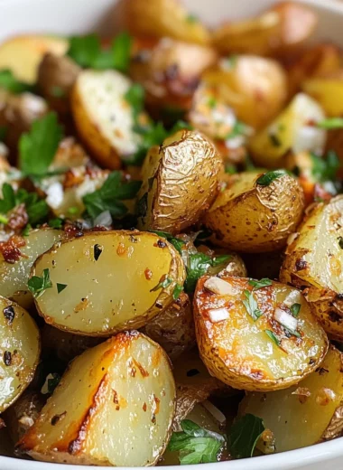 crispy garlic roasted potato salad