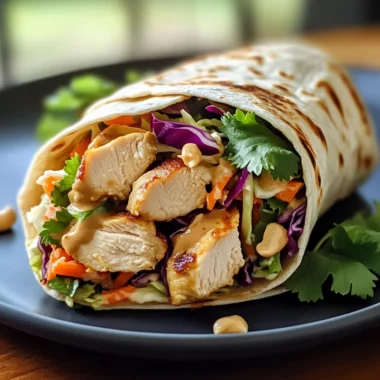 Delicious Thai Chicken Wrap with Crunchy Asian Slaw Recipe