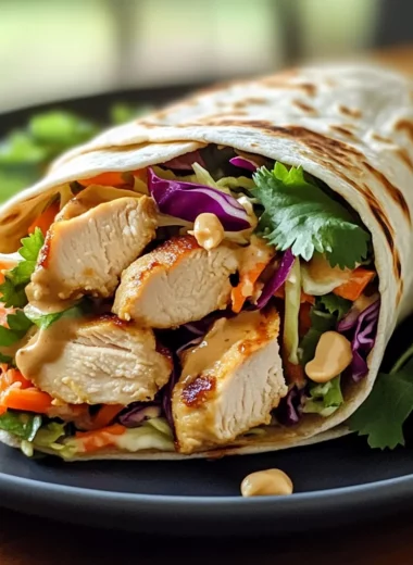 Delicious Thai Chicken Wrap with Crunchy Asian Slaw Recipe