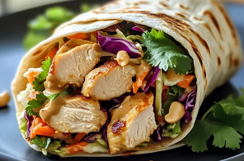 Delicious Thai Chicken Wrap with Crunchy Asian Slaw Recipe