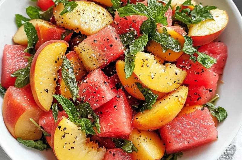 Easy Summer Peach Watermelon Salad