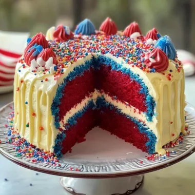 Firecracker Red, White and Blue Cake