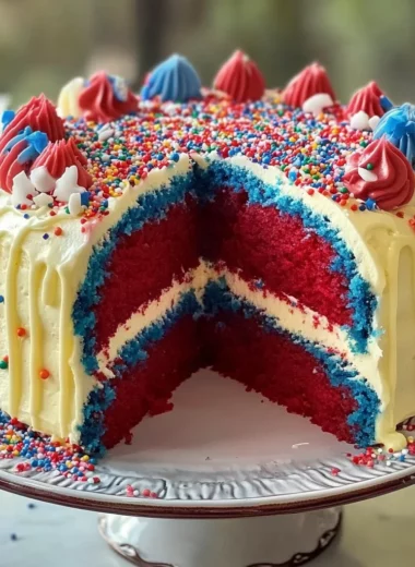 Firecracker Red, White and Blue Cake