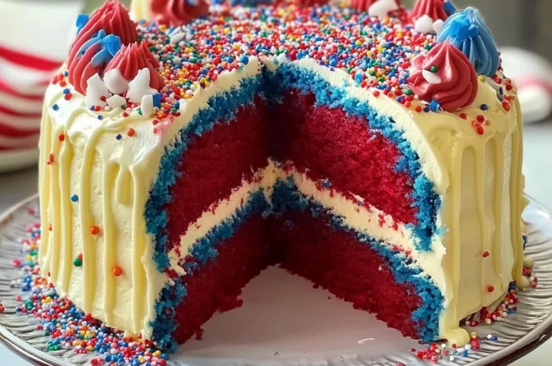 Firecracker Red, White and Blue Cake