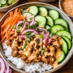 Ground Turkey Rice Bowls with Bang Bang Sauce