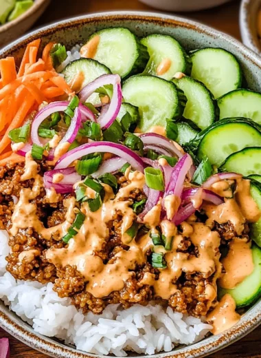 Ground Turkey Rice Bowls with Bang Bang Sauce