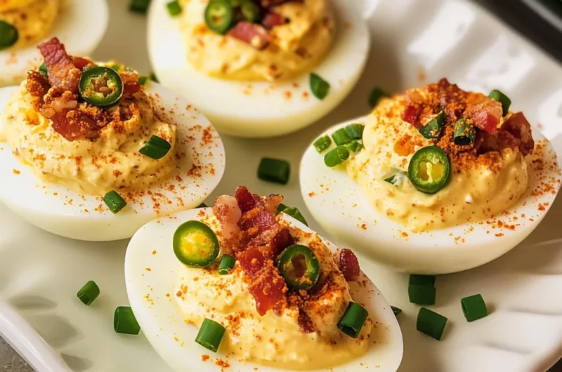 Loaded Jalapeño Popper Deviled Eggs with Bacon