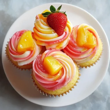 Mango Strawberry Sunset Cupcakes Recipe