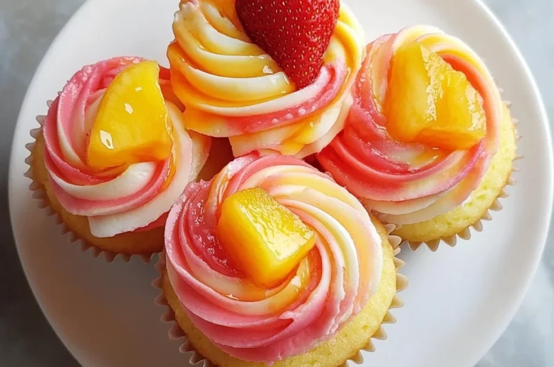 Mango Strawberry Sunset Cupcakes Recipe