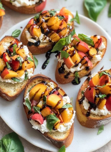 Peach Bruschetta with Whipped Ricotta