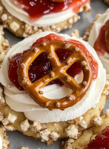 Strawberry Pretzel Pie Cookies