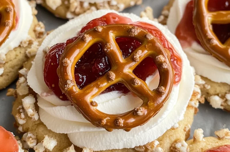 Strawberry Pretzel Pie Cookies
