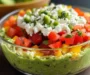 Triple Layer Guacamole Creamy Cotija and Confetti Salsa Party Dip