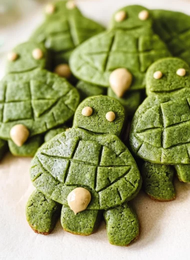 Turtle-Shaped Vegan Matcha Cookies (vegan, gluten free, wfpb)