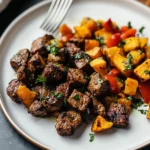 Whole30 Steak Bites with Sweet Potatoes and Peppers