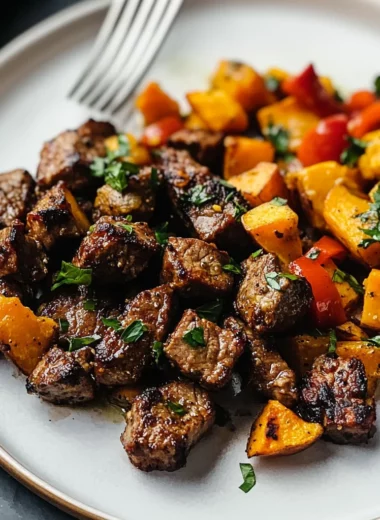 Whole30 Steak Bites with Sweet Potatoes and Peppers