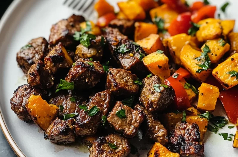Whole30 Steak Bites with Sweet Potatoes and Peppers