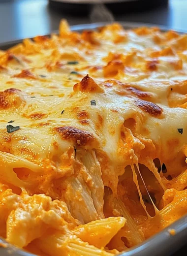 30-Minute Creamy Buffalo Chicken Pasta Bake