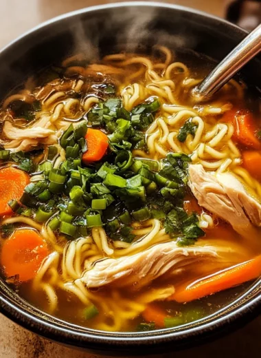 Aromatic Ginger Scallion Chicken Noodle Soup