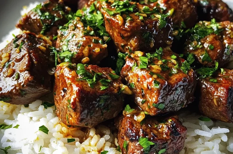 Cajun Garlic Butter Steak Bites and Rice