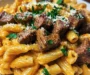 Creamy Buffalo Garlic Butter Steak Bites Pasta