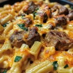 Creamy Honey Buffalo Steak Pasta Bake