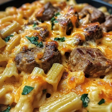 Creamy Honey Buffalo Steak Pasta Bake