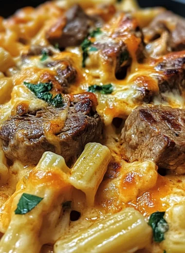 Creamy Honey Buffalo Steak Pasta Bake
