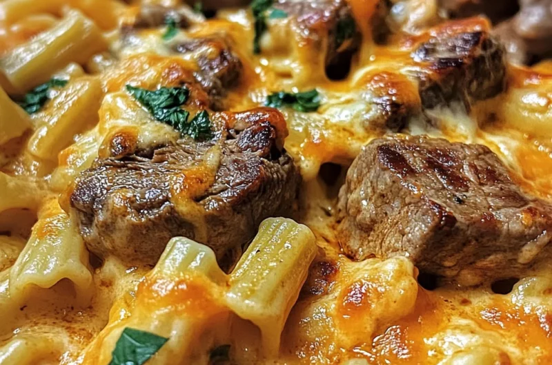 Creamy Honey Buffalo Steak Pasta Bake
