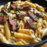 Creamy Ranch Steak & Mozzarella Garlic Butter Pasta