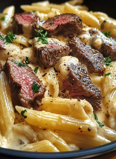 Creamy Ranch Steak & Mozzarella Garlic Butter Pasta