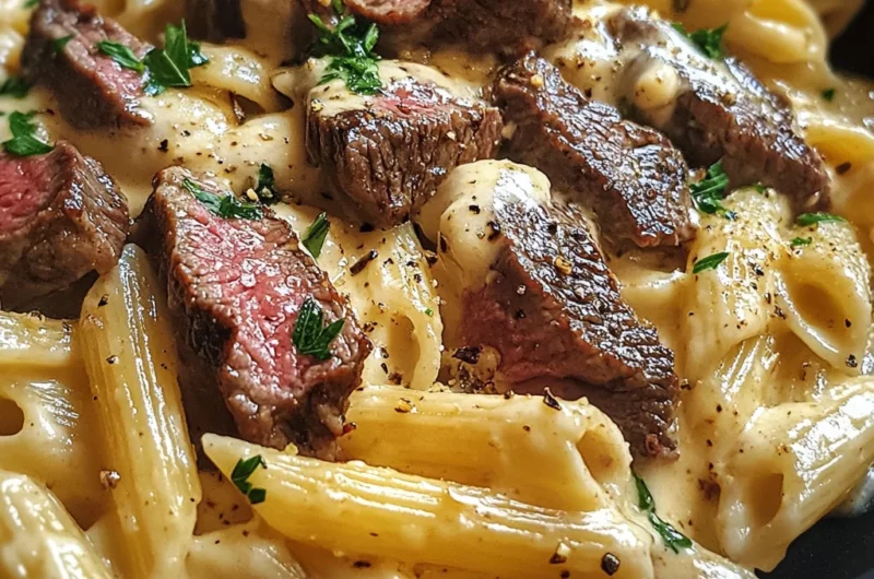 Creamy Ranch Steak & Mozzarella Garlic Butter Pasta