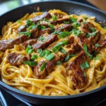 Creamy Smoky Garlic Butter Buffalo Steak Pasta Skillet