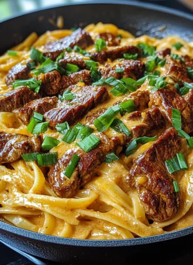 Creamy Smoky Garlic Butter Buffalo Steak Pasta Skillet