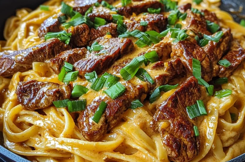 Creamy Smoky Garlic Butter Buffalo Steak Pasta Skillet