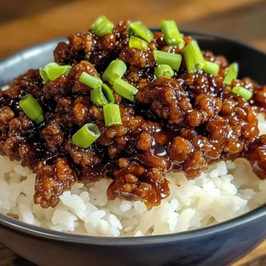 Crispy Honey Garlic Ground Beef Rice Bowl