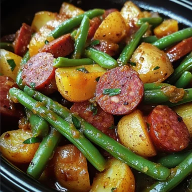 Crockpot Kielbasa and Green Beans