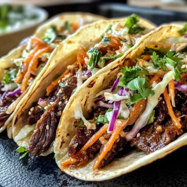 Flavorful Korean Beef Tacos with Gochujang Slaw in Crockpot