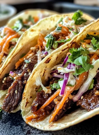 Flavorful Korean Beef Tacos with Gochujang Slaw in Crockpot