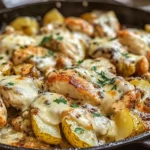 Garlic Parmesan Chicken and Potatoes Skillet