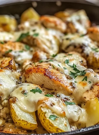 Garlic Parmesan Chicken and Potatoes Skillet