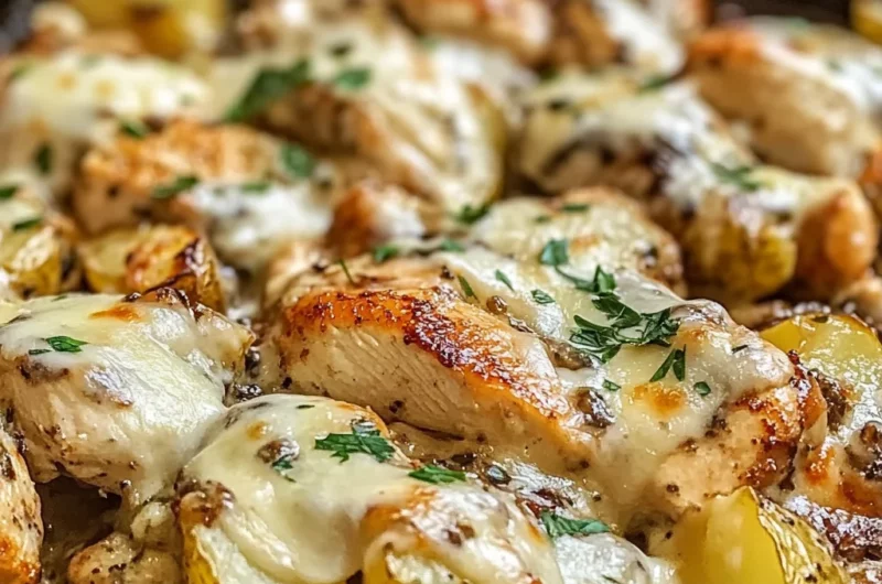 Garlic Parmesan Chicken and Potatoes Skillet
