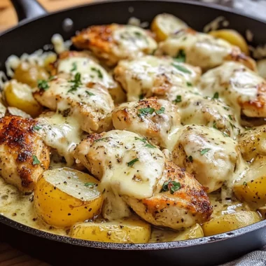 Garlic Parmesan Chicken and Potatoes Skillet