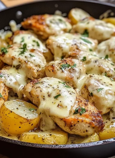 Garlic Parmesan Chicken and Potatoes Skillet