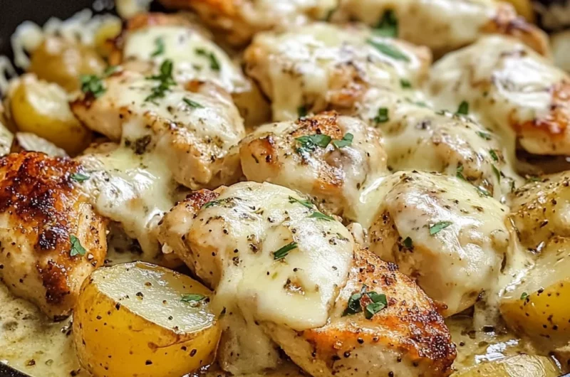 Garlic Parmesan Chicken and Potatoes Skillet