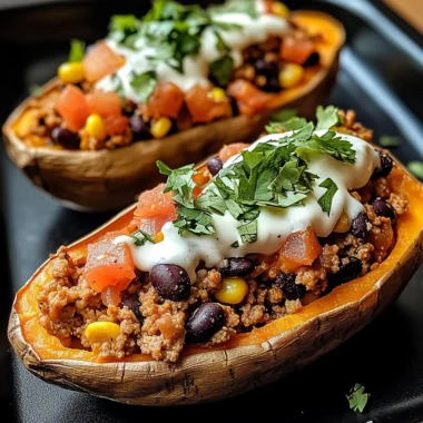 Ground Turkey Stuffed Sweet Potatoes