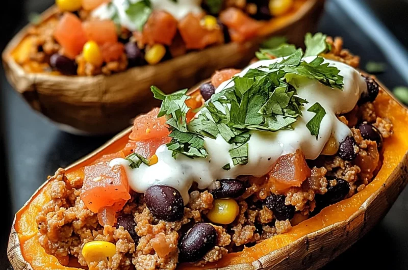 Ground Turkey Stuffed Sweet Potatoes